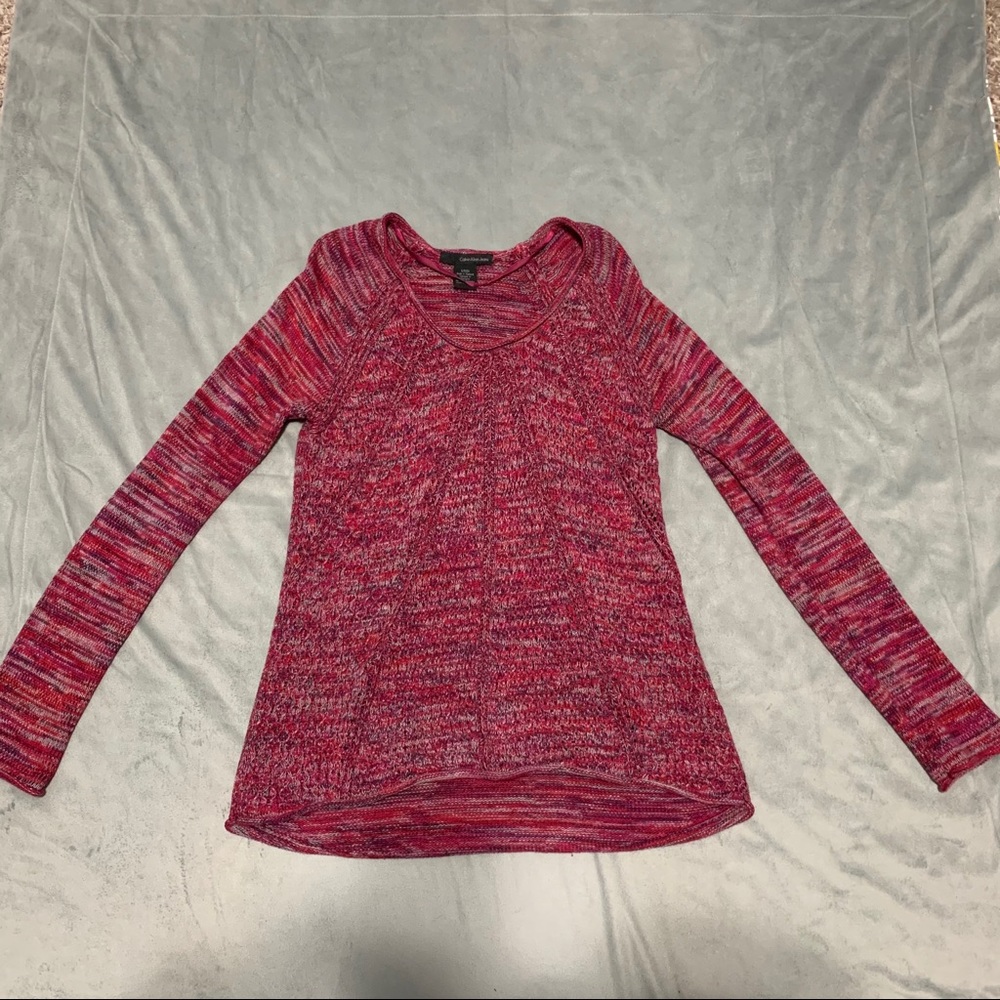 Calvin Klein Red Marled Knit Sweater EUC Size S